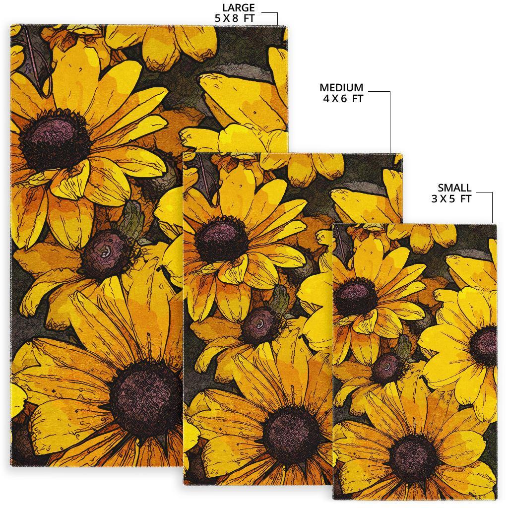 Sunflower Print Pattern Floor Mat-grizzshop
