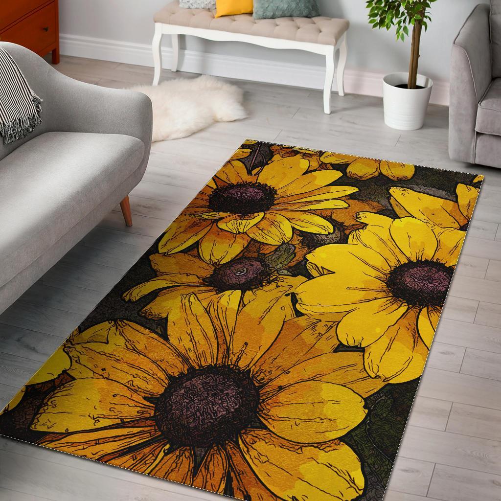 Sunflower Print Pattern Floor Mat-grizzshop
