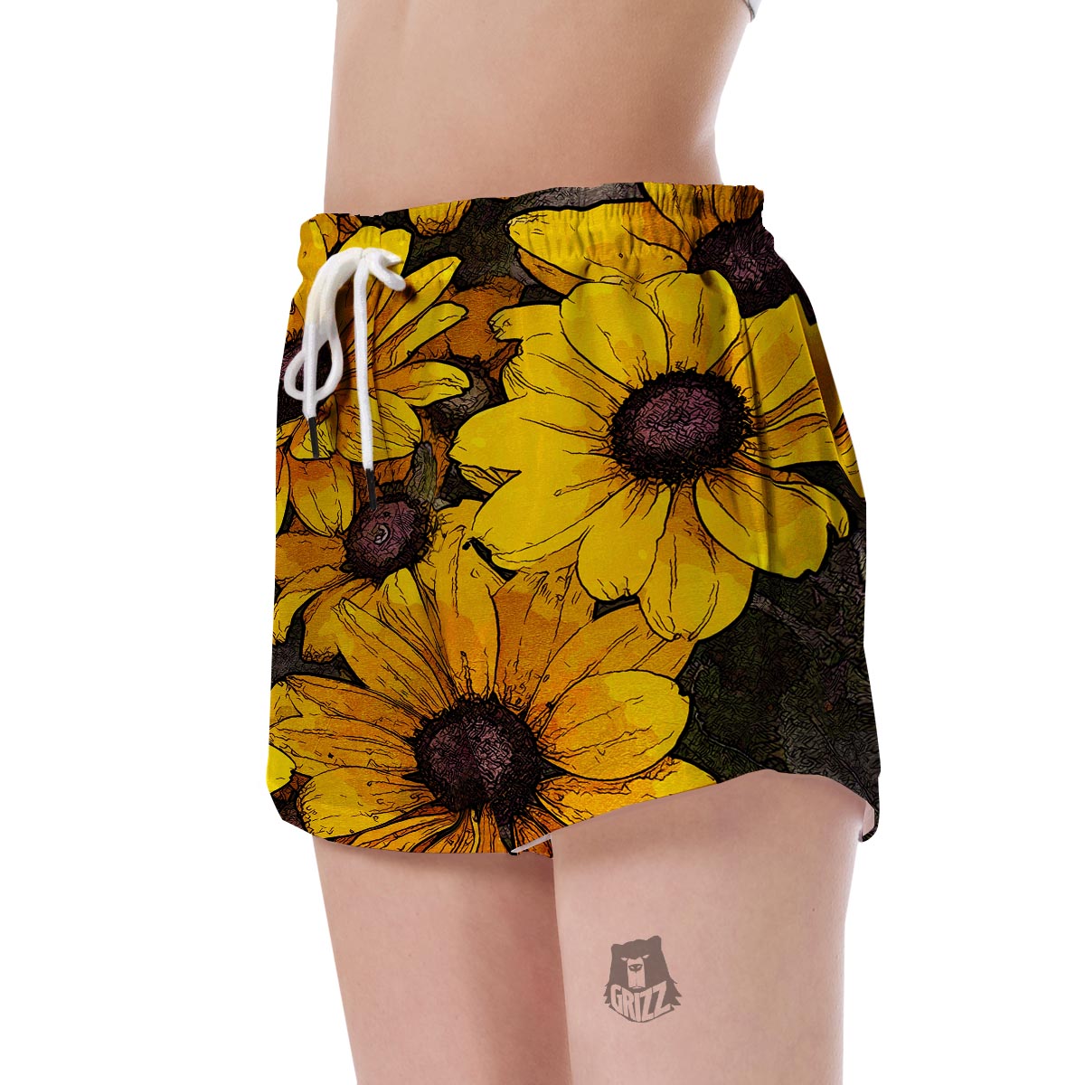 Sunflower Print Pattern Women's Shorts-grizzshop