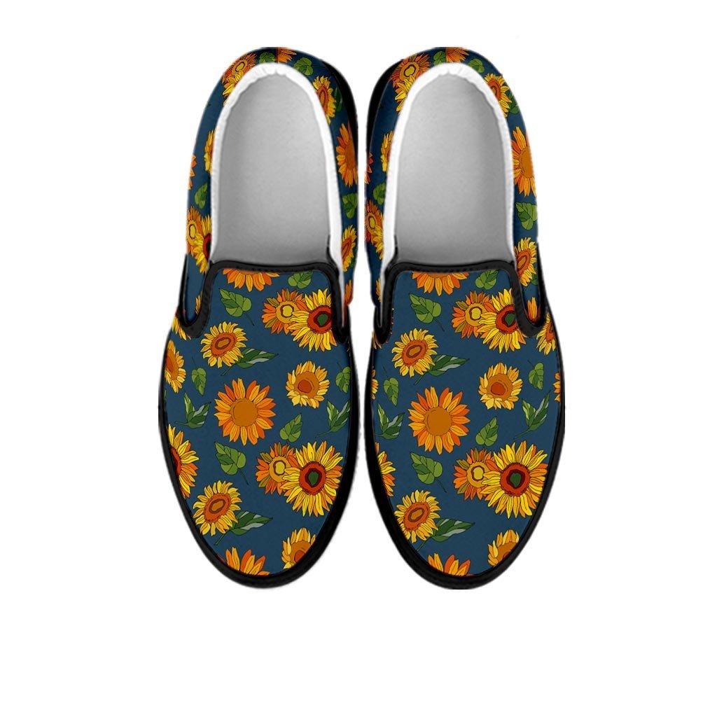 Sunflower Print Women's Slip On Sneakers-grizzshop