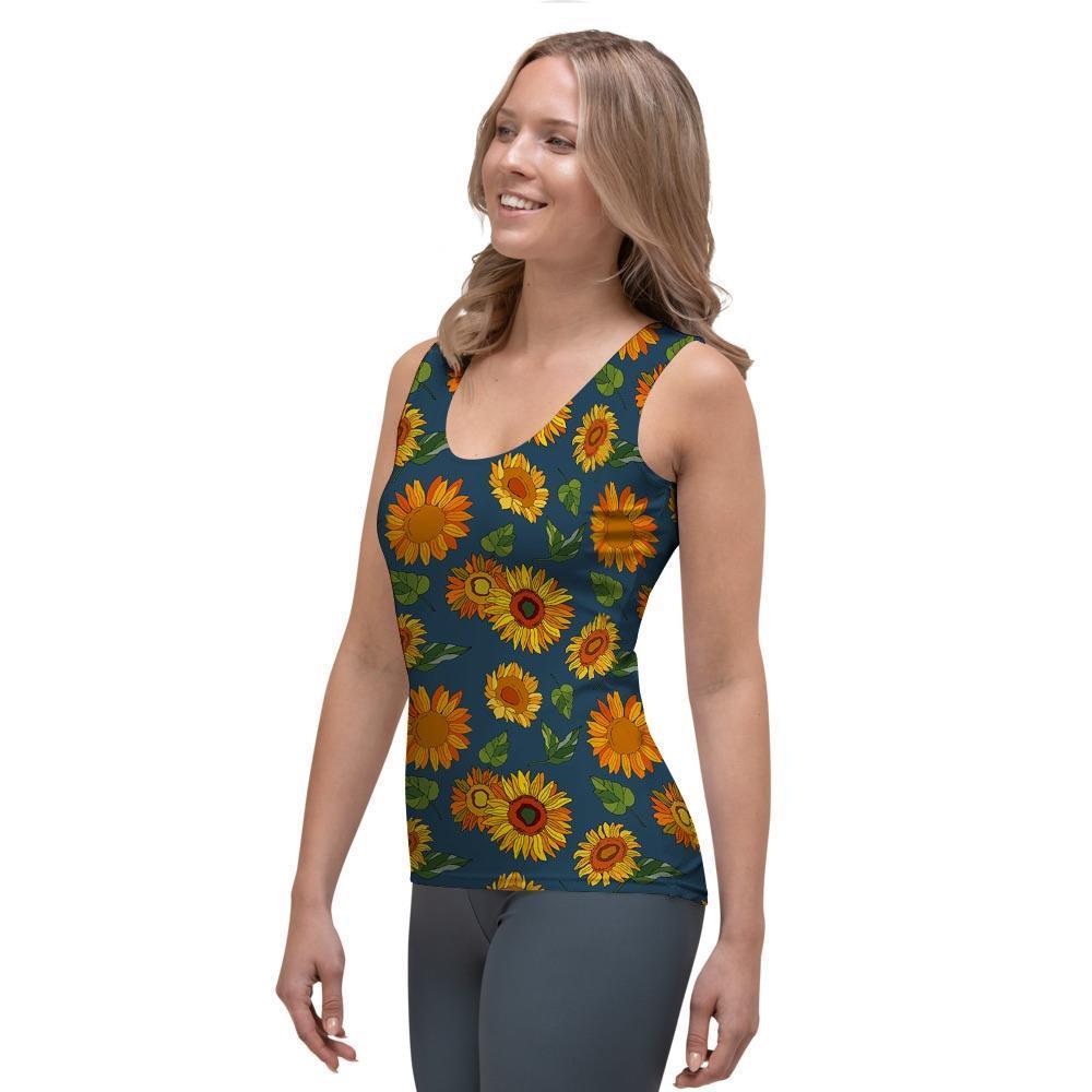 Sunflower Print Women's Tank Top-grizzshop