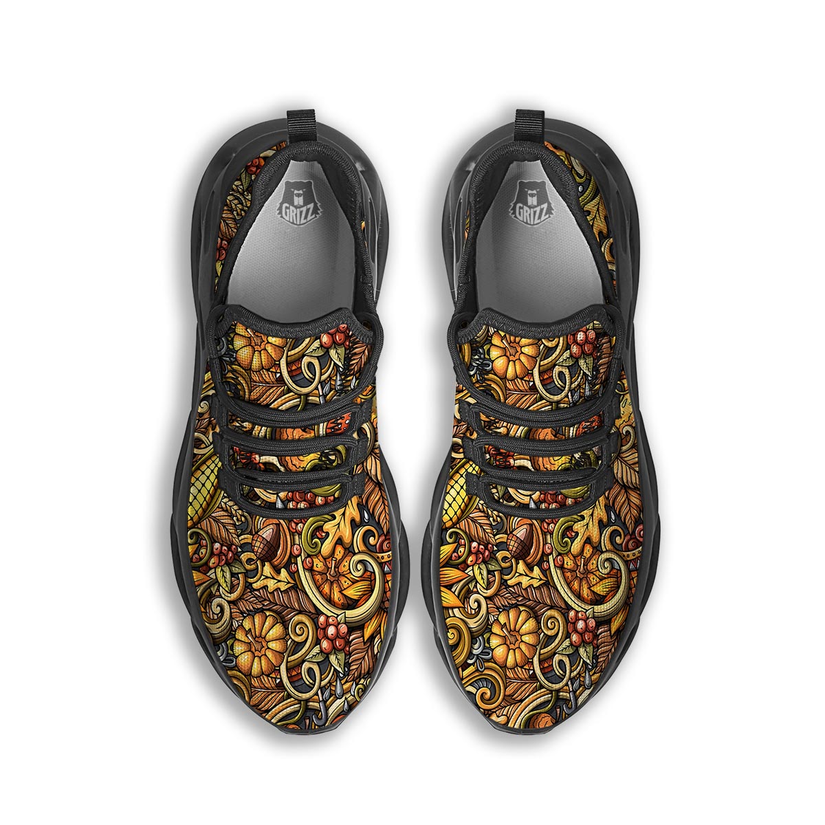 Sunflower Psychedelic Black Running Shoes-grizzshop
