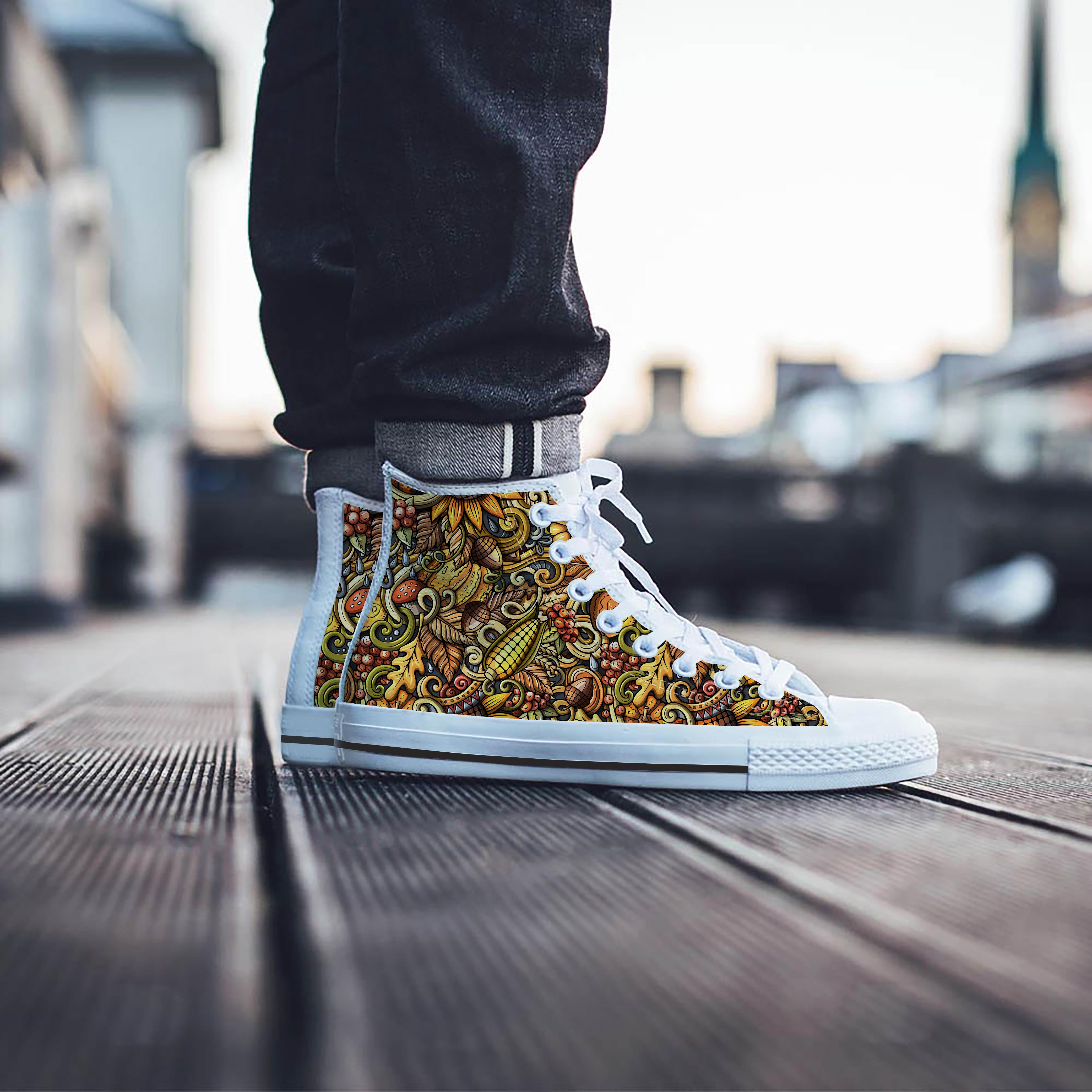 Sunflower Psychedelic Men's High Top Shoes-grizzshop