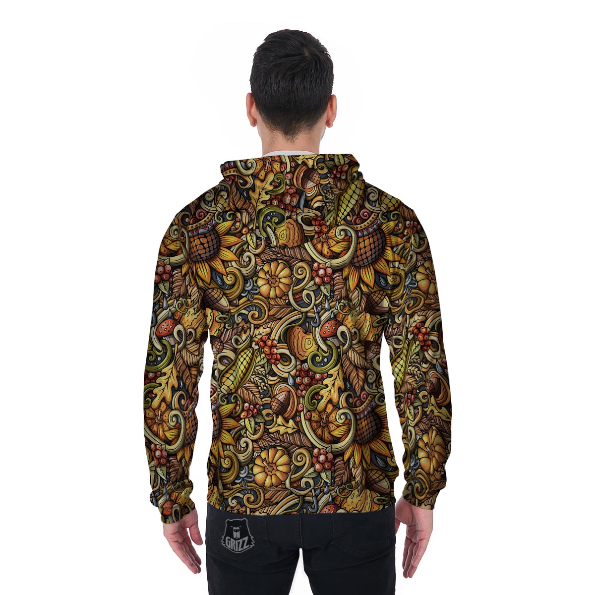 Sunflower Psychedelic Men's Zip Up Hoodie-grizzshop
