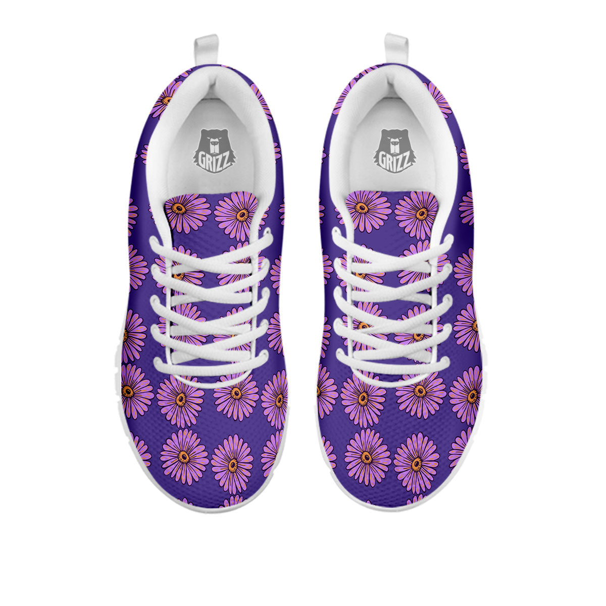 Sunflower Purple Print Pattern White Sneaker-grizzshop