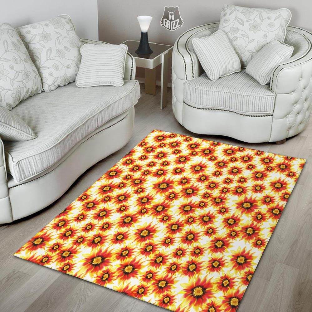 Sunflower Red Autumn Print Pattern Floor Mat-grizzshop