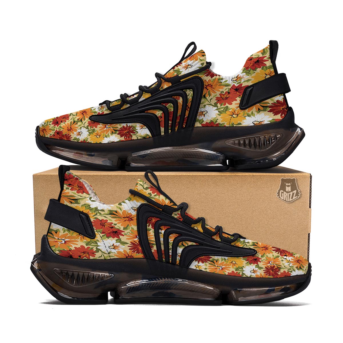 Sunflower Red Print Pattern Black Gym Shoes-grizzshop