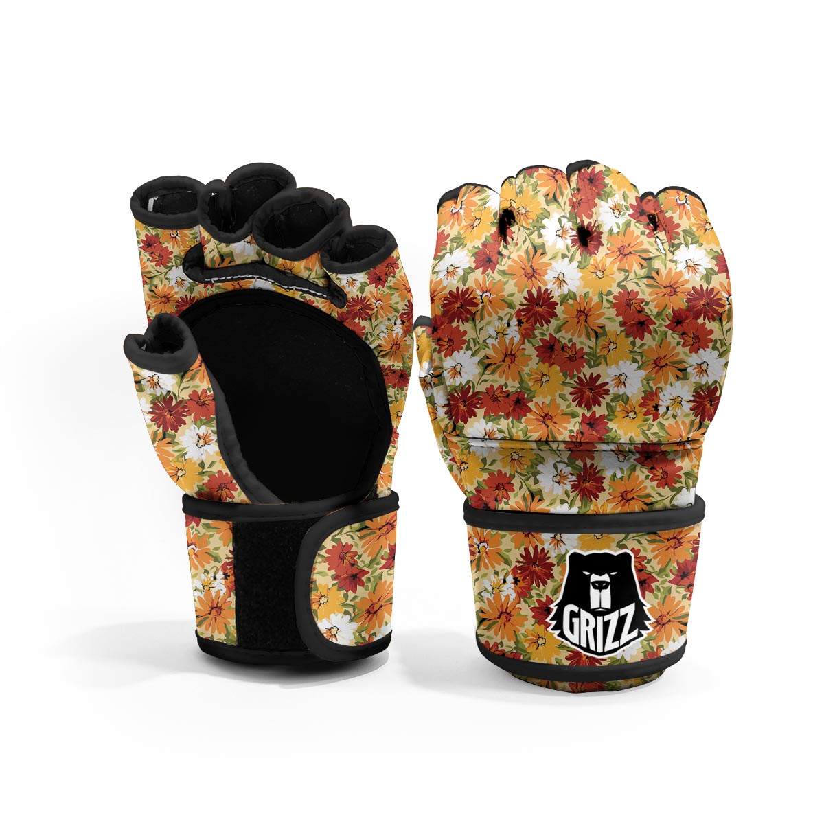 Sunflower Red Print Pattern MMA Gloves-grizzshop
