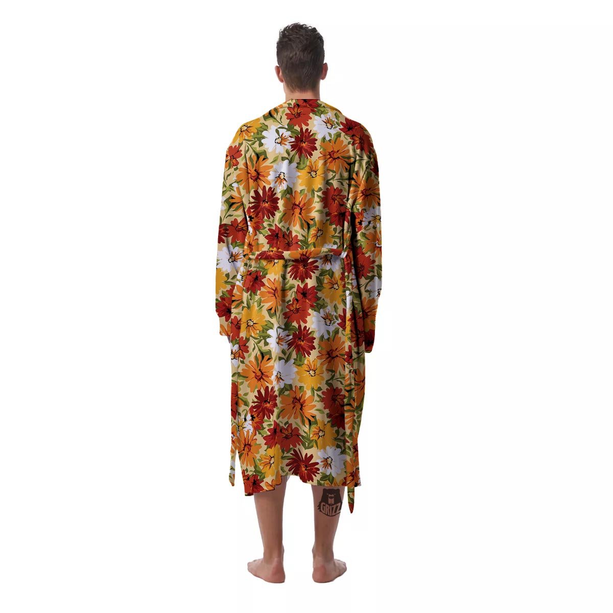 Sunflower Red Print Pattern Men's Robe-grizzshop