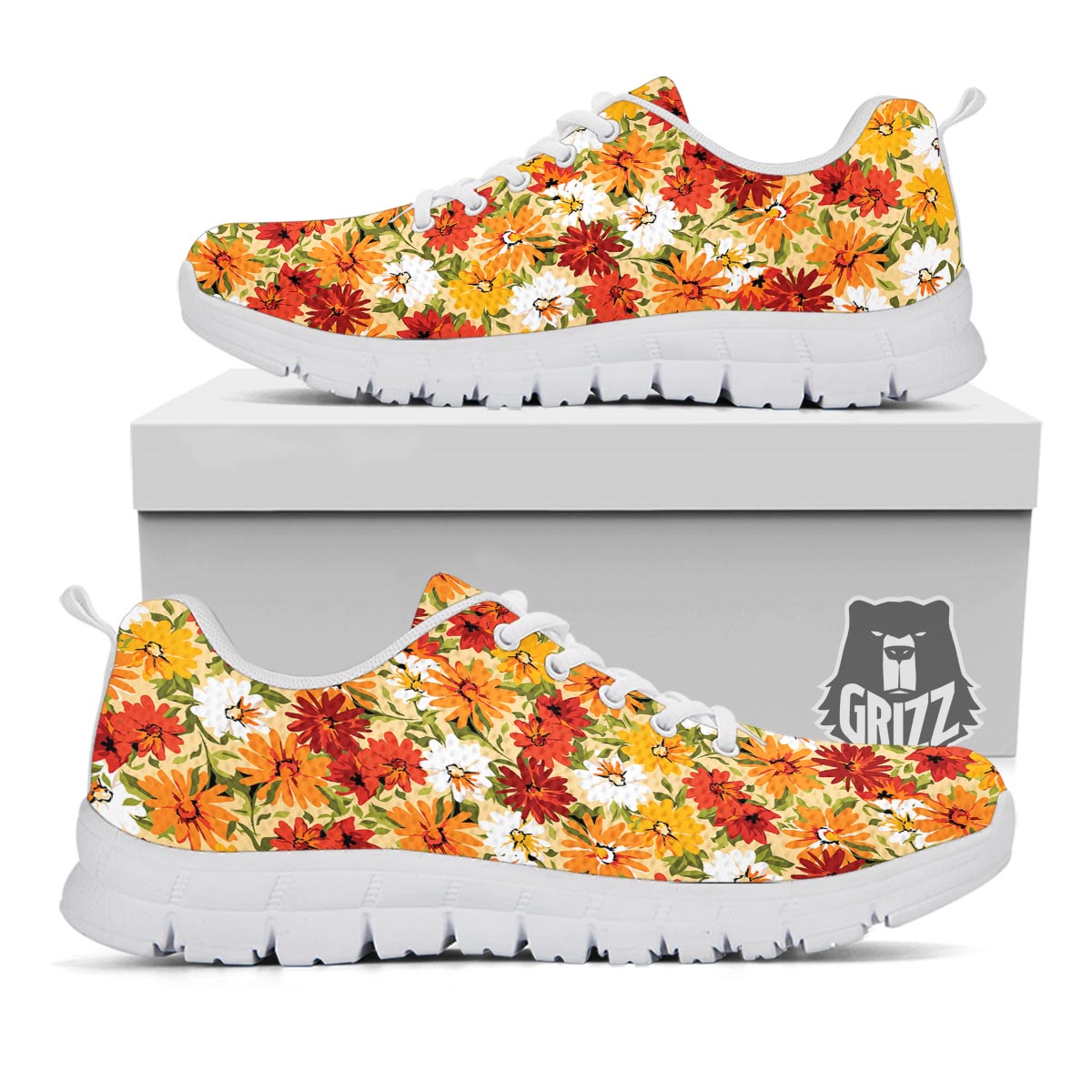Sunflower Red Print Pattern White Sneaker-grizzshop
