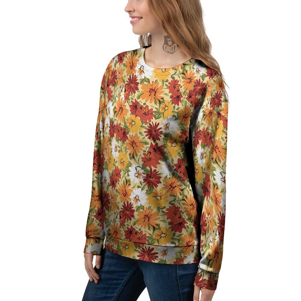 Sunflower Red Print Pattern Women's Sweatshirt-grizzshop