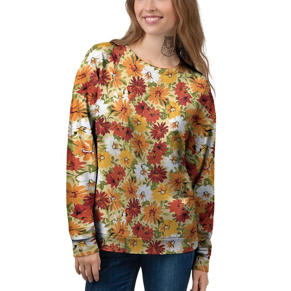 Sunflower Red Print Pattern Women's Sweatshirt-grizzshop