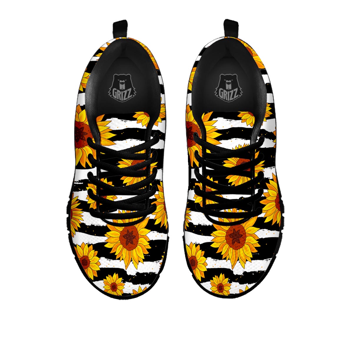 Sunflower Stripe Print Pattern Black Sneaker-grizzshop