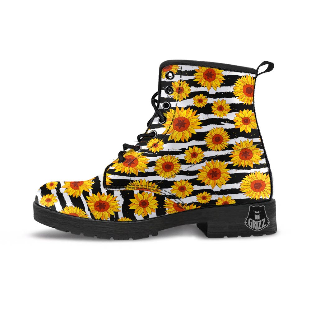 Sunflower Stripe Print Pattern Leather Boots-grizzshop
