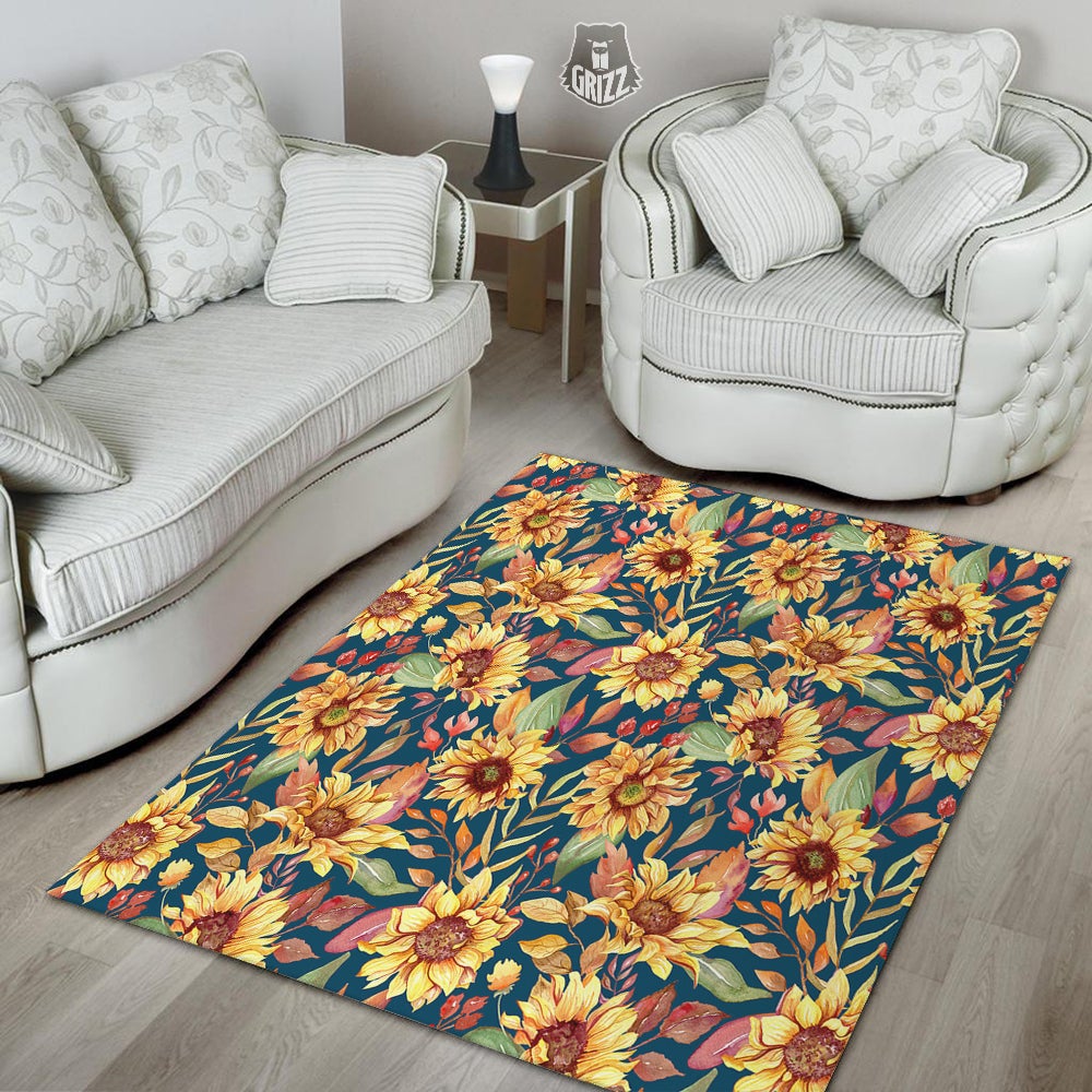 Sunflower Vintage Print Pattern Floor Mat-grizzshop