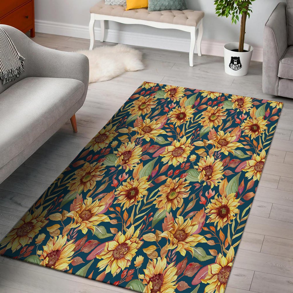 Sunflower Vintage Print Pattern Floor Mat-grizzshop