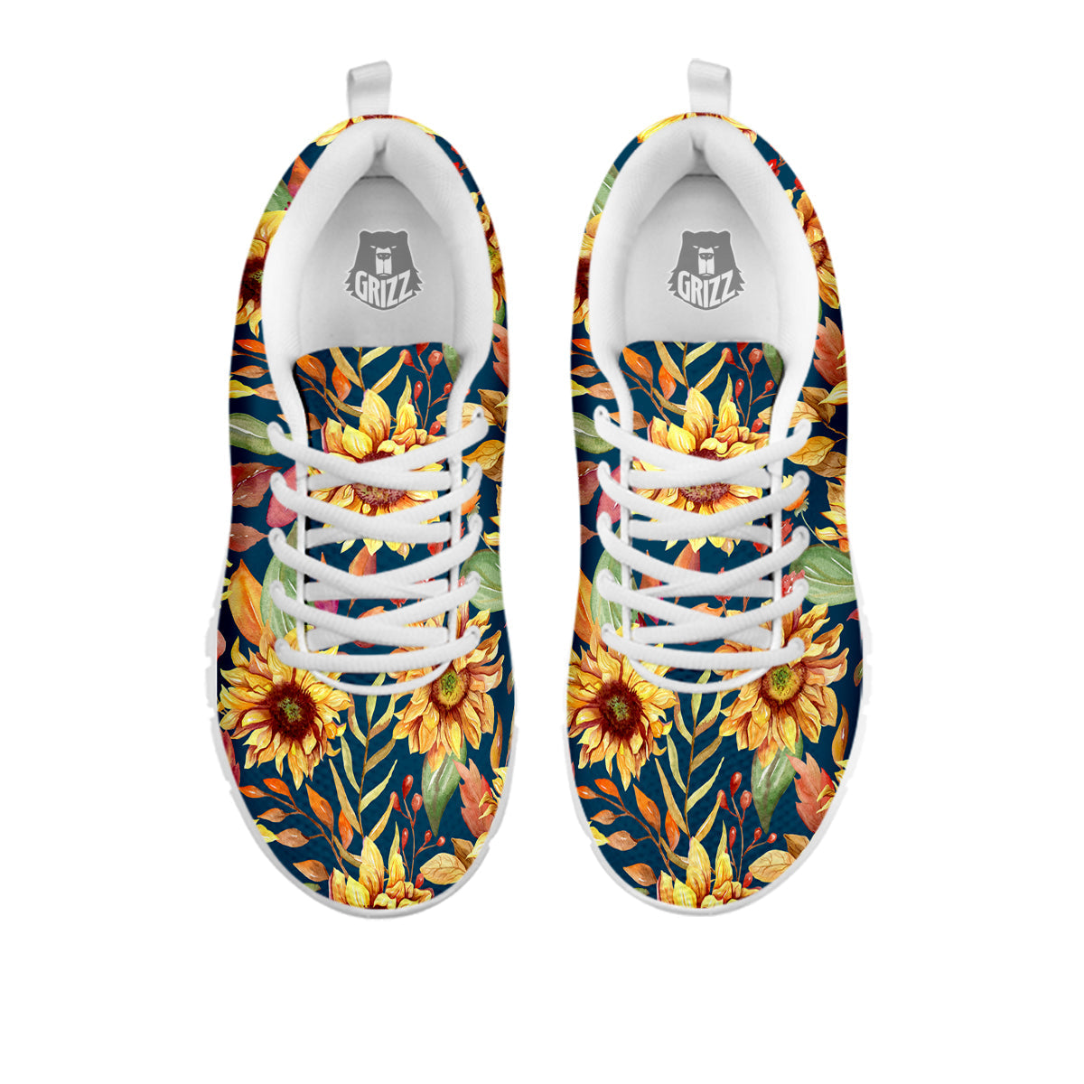 Sunflower Vintage Print Pattern White Sneaker-grizzshop