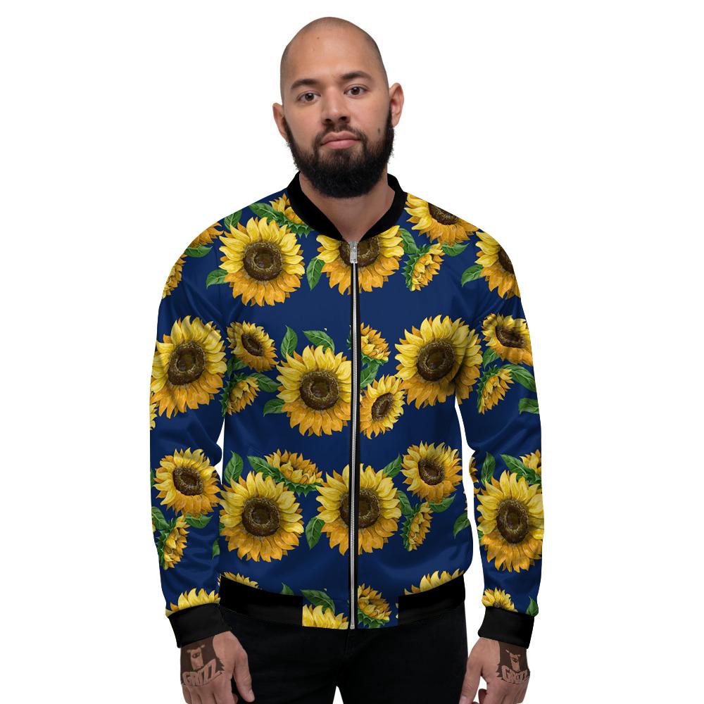 Sunflower Print Women's Bomber Jacket
