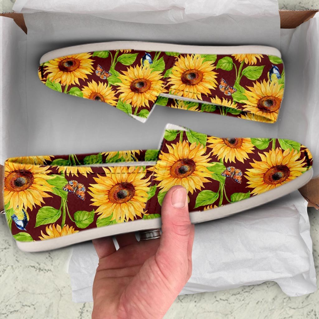 Sunflower With Bird And Butterfly Canvas Shoes-grizzshop