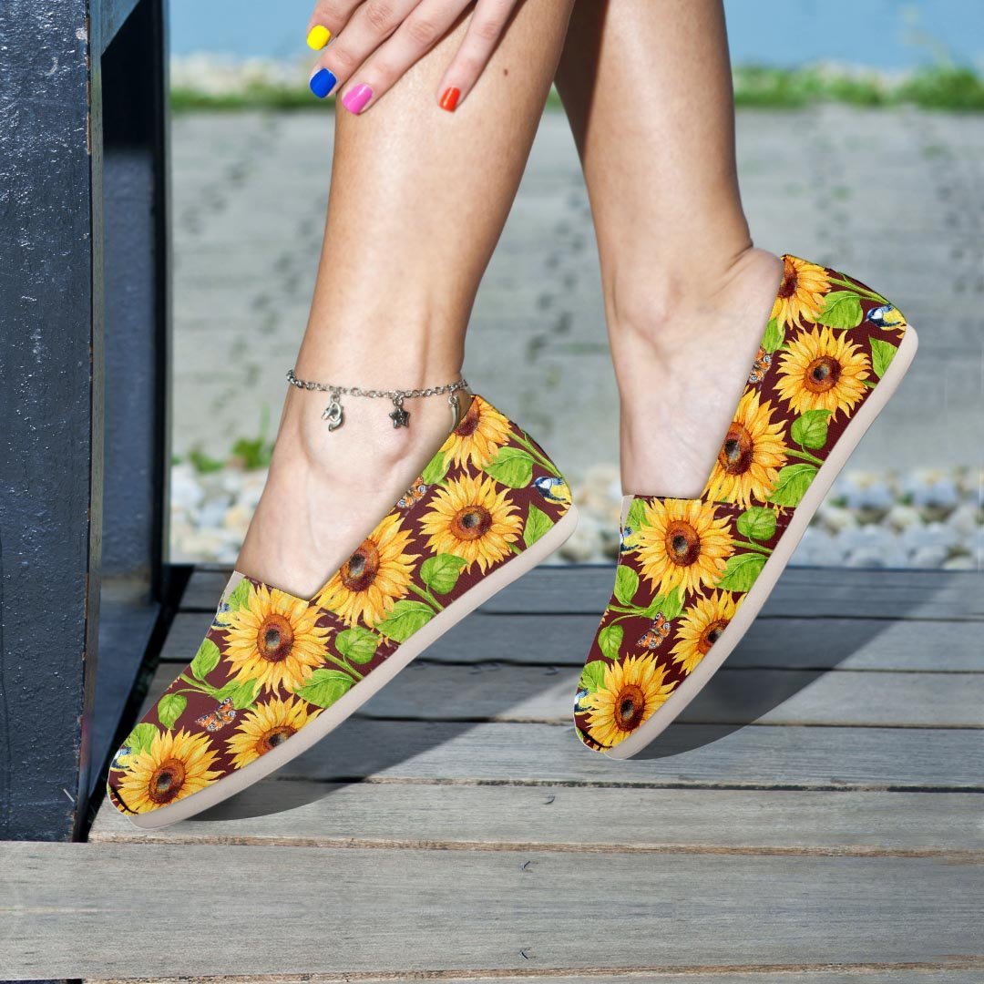 Sunflower With Bird And Butterfly Canvas Shoes-grizzshop