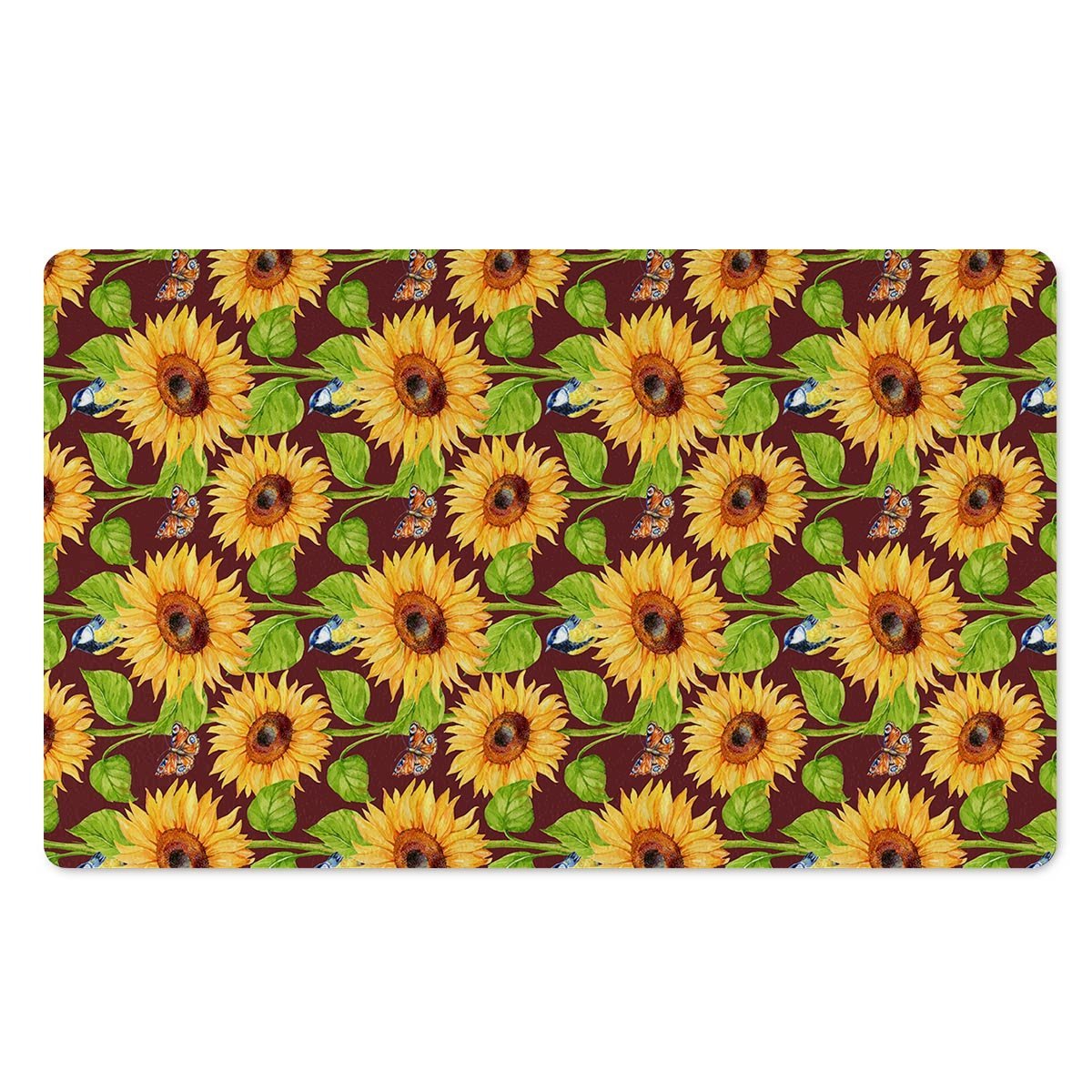 Sunflower With Bird And Butterfly Door Mat-grizzshop