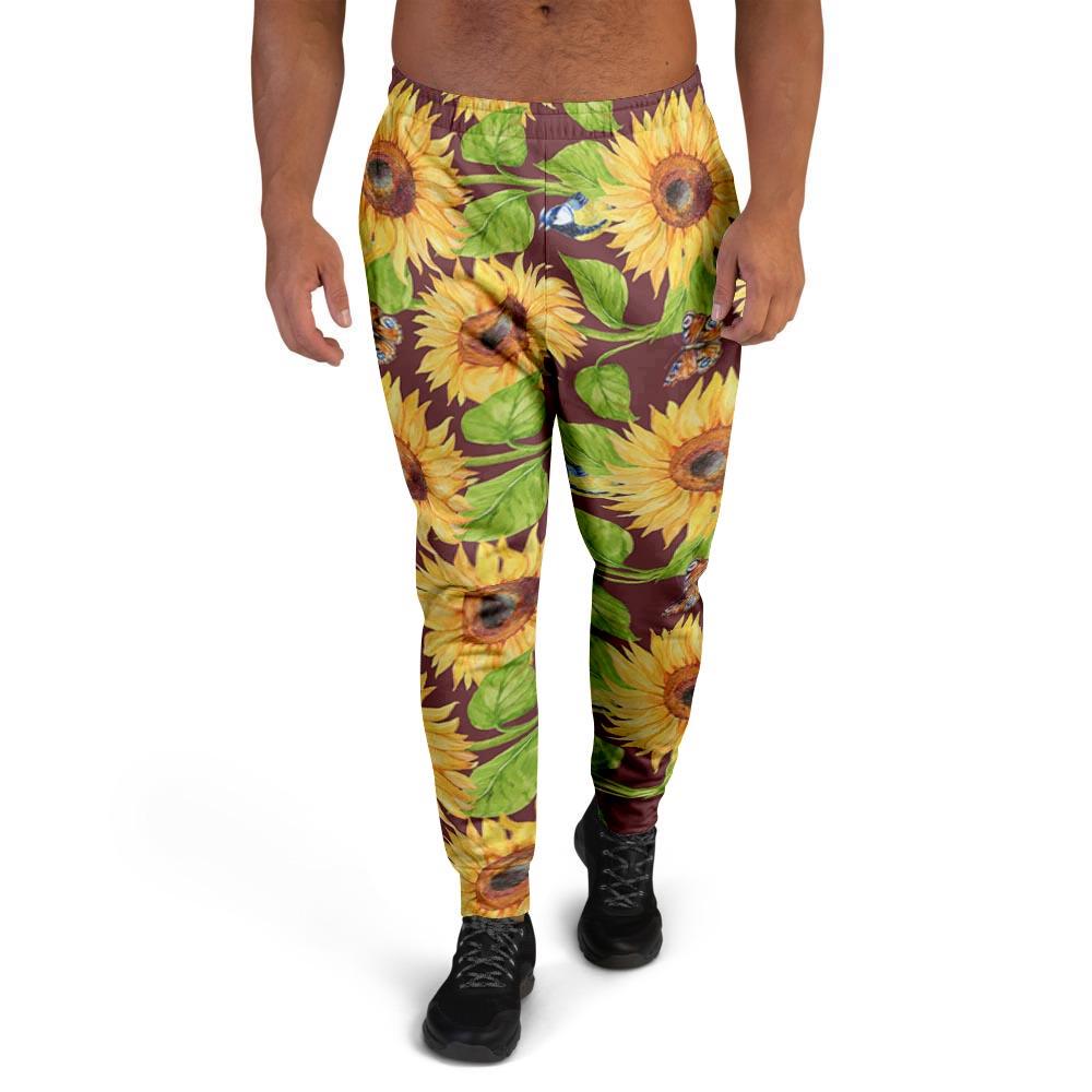 Sunflower With Bird And Butterfly Men's Joggers-grizzshop