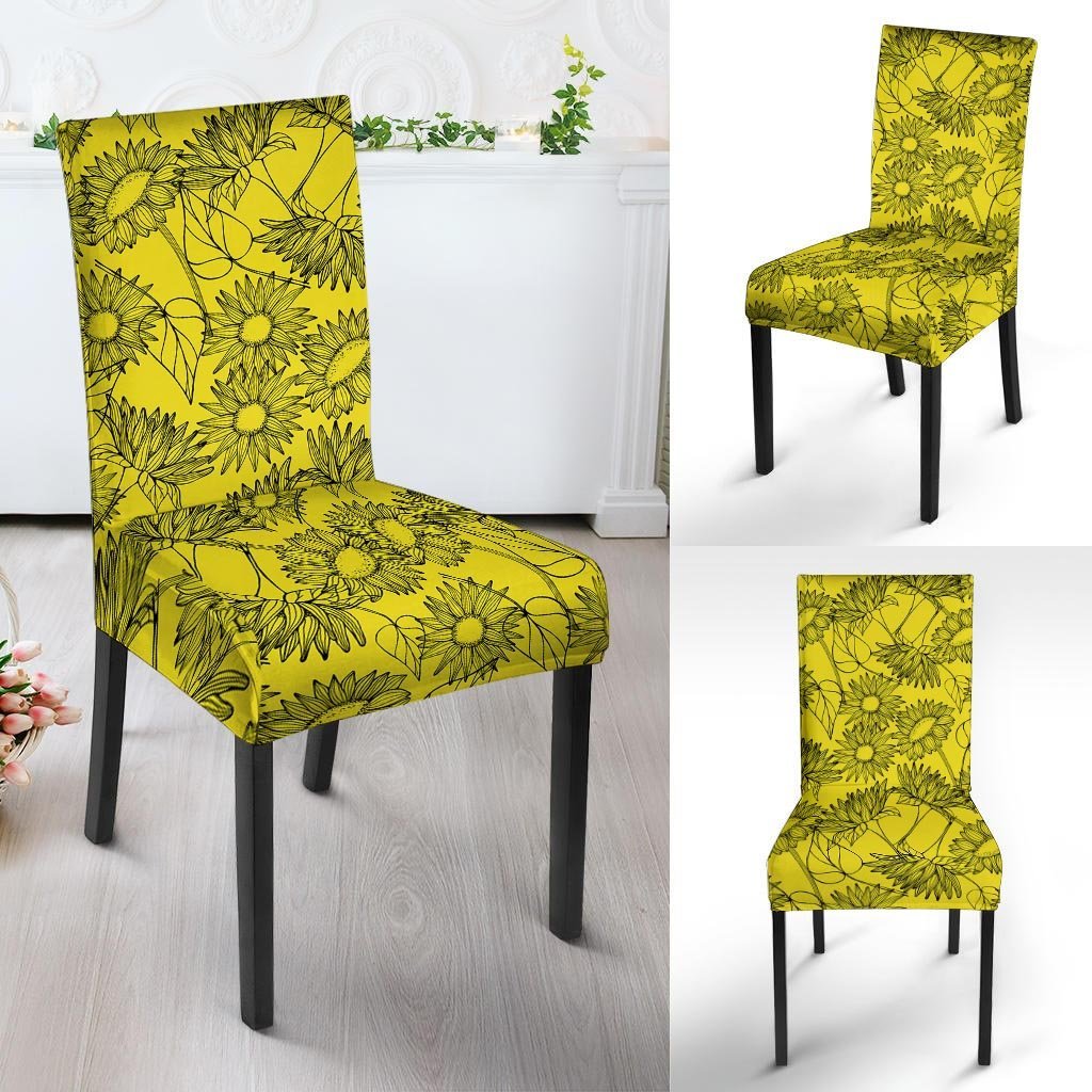 Sunflower Yellow Print Chair Cover-grizzshop