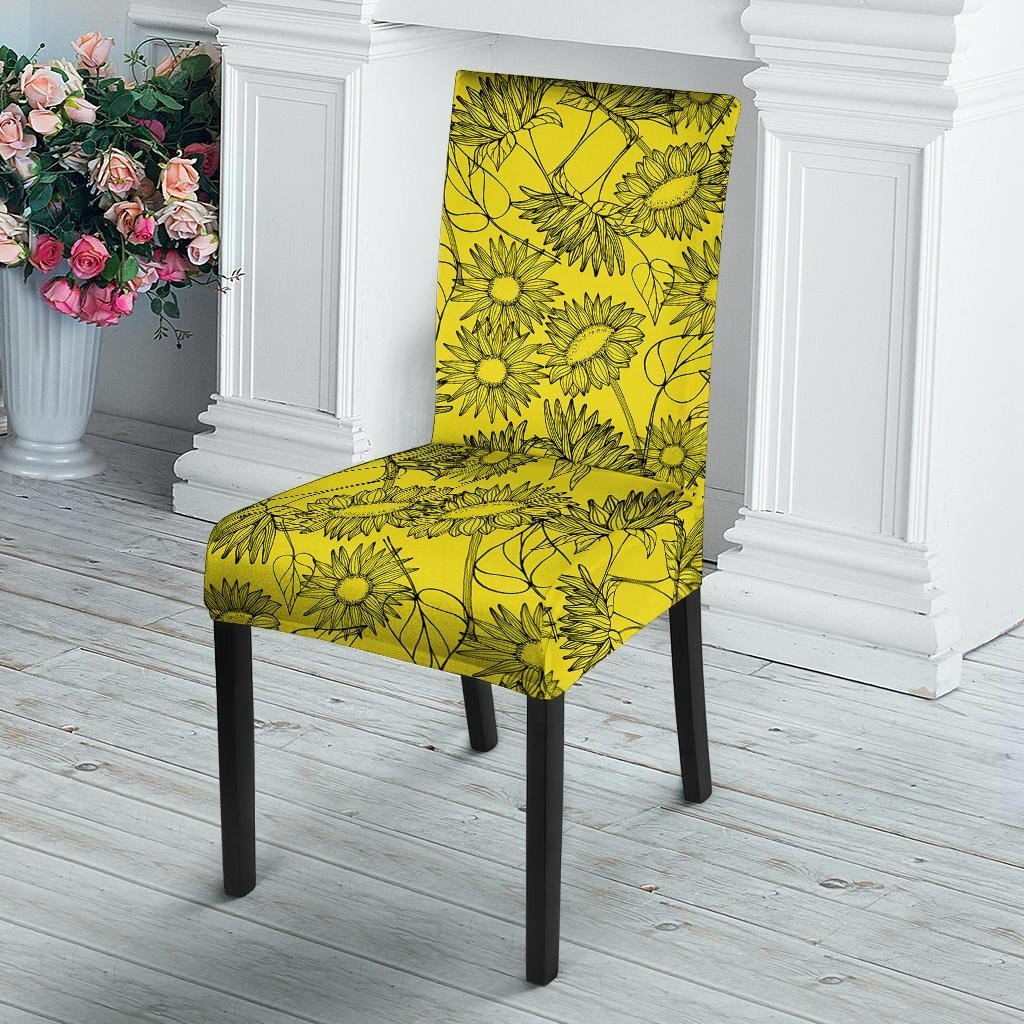 Sunflower Yellow Print Chair Cover-grizzshop