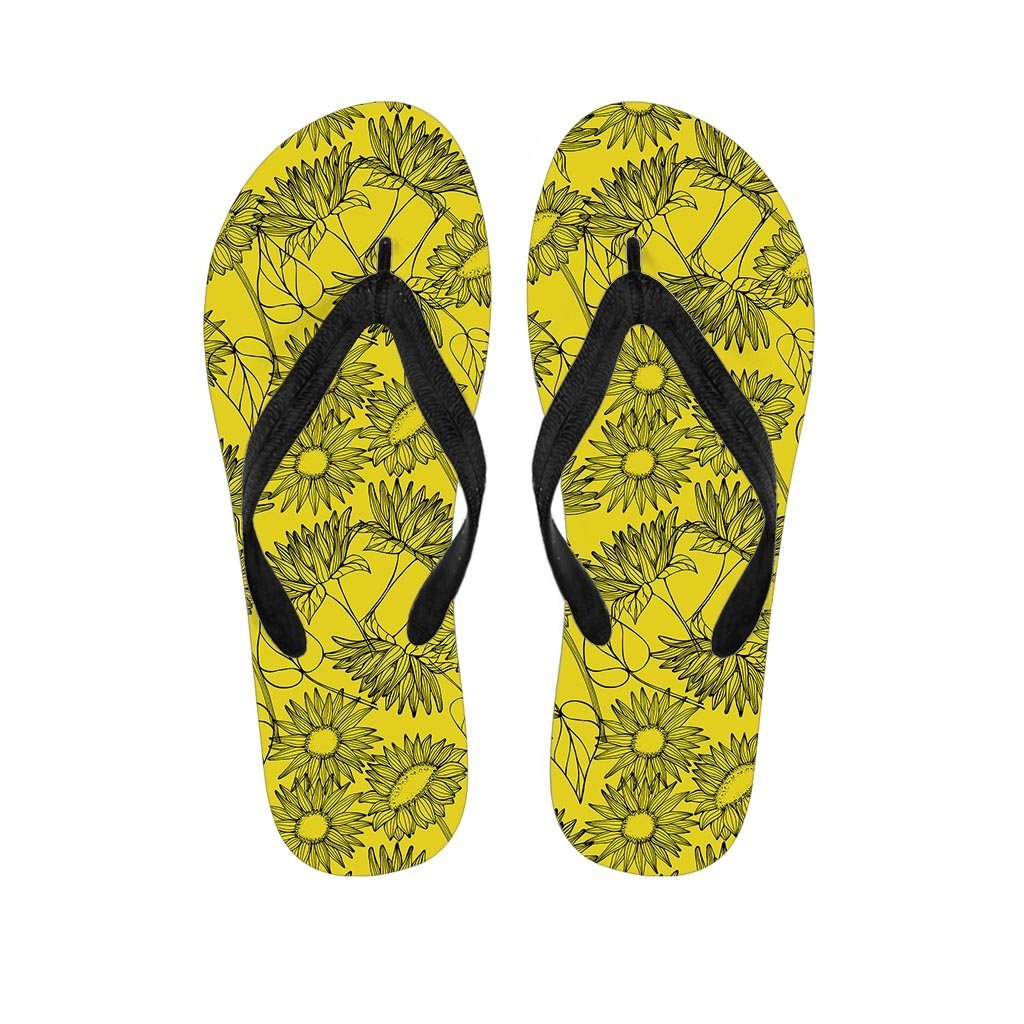 Sunflower Yellow Print Men's Flip Flops-grizzshop