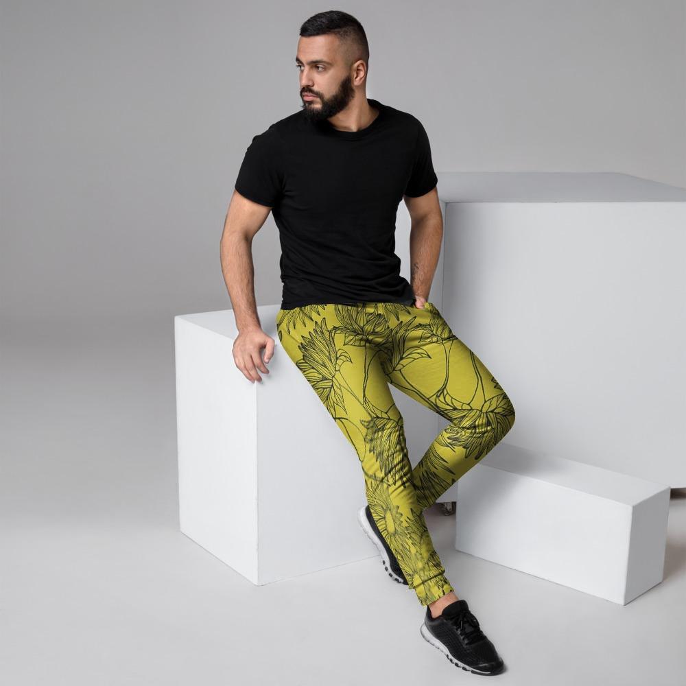 Sunflower Yellow Print Men's Joggers-grizzshop