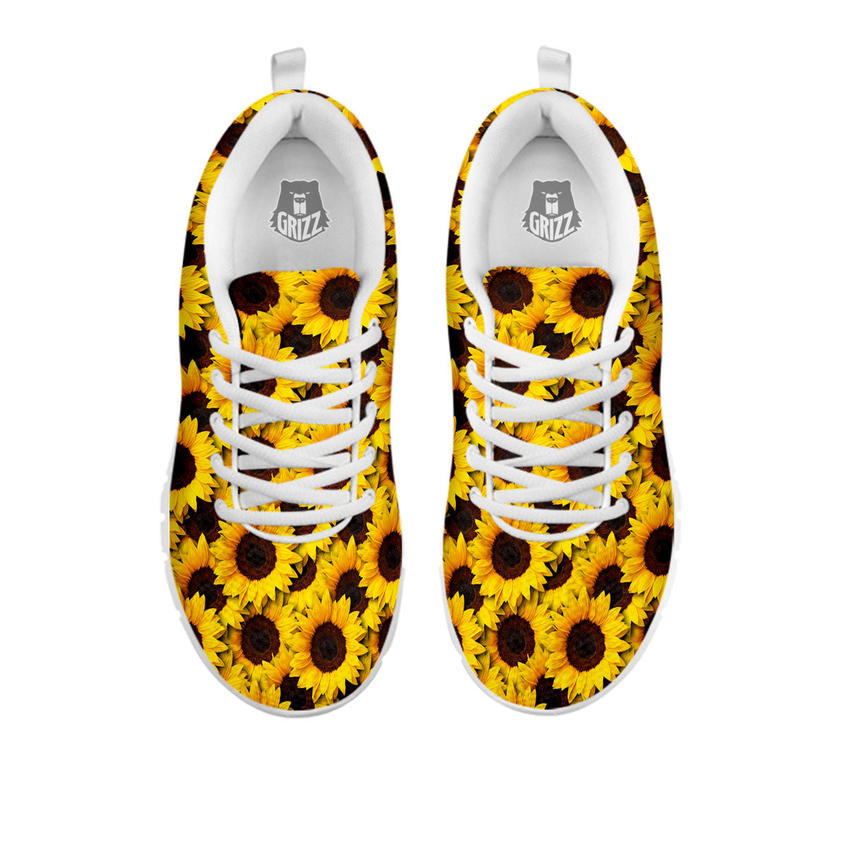 Sunflower Yellow Print Pattern White Sneaker-grizzshop
