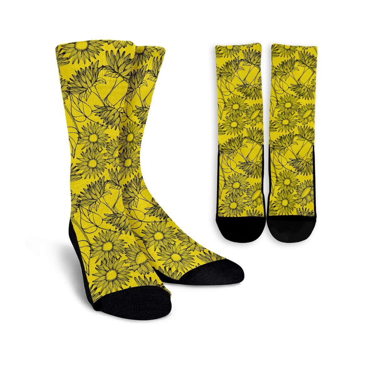 Sunflower Yellow Print Unisex Socks-grizzshop