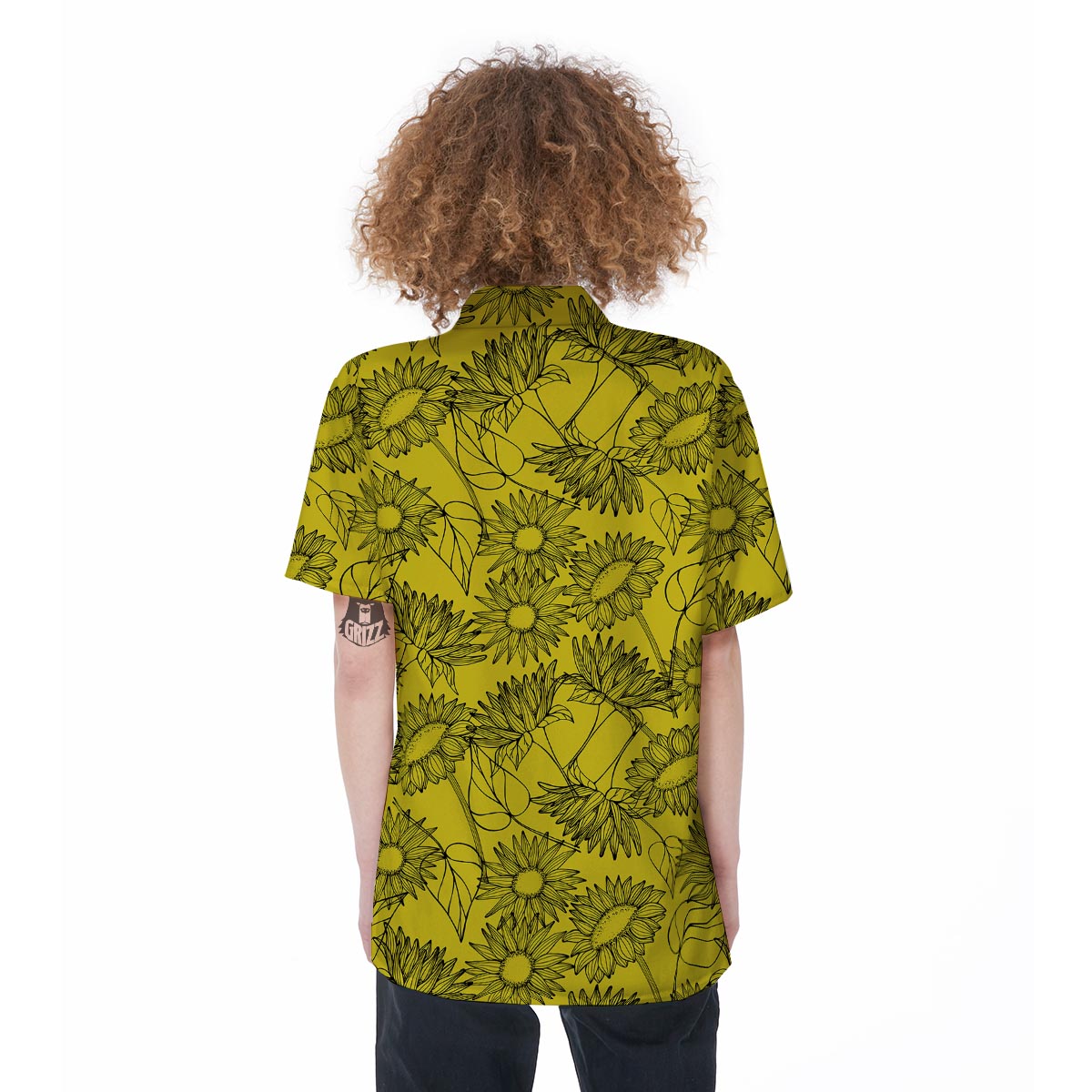 Sunflower Yellow Print Women's Short Sleeve Shirts-grizzshop