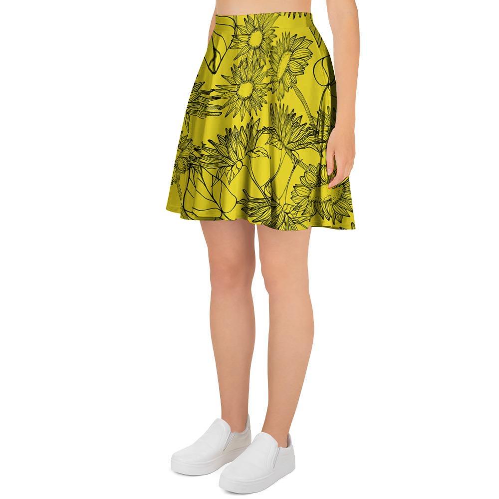 Sunflower Yellow Print Women's Skirt-grizzshop