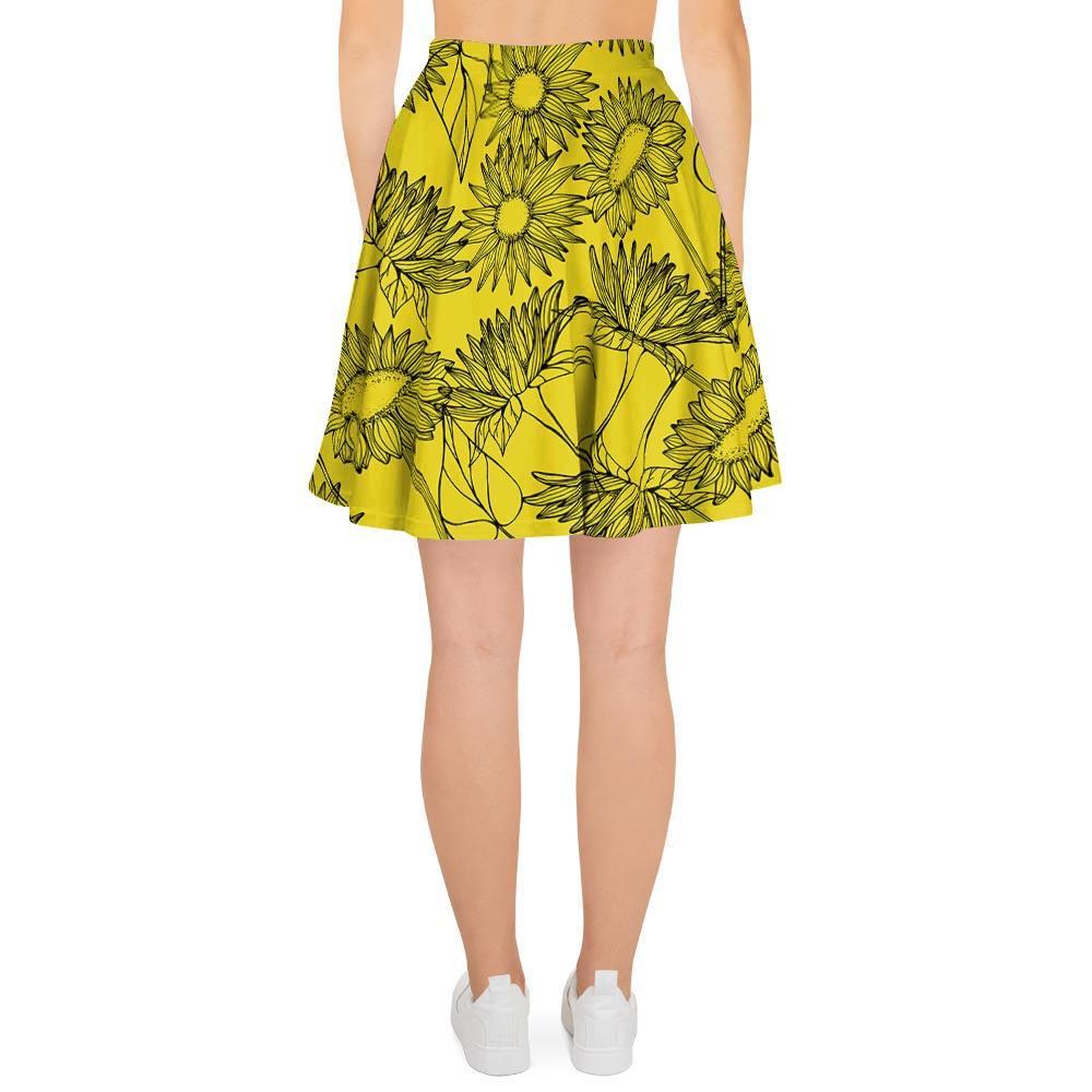 Sunflower Yellow Print Women's Skirt-grizzshop