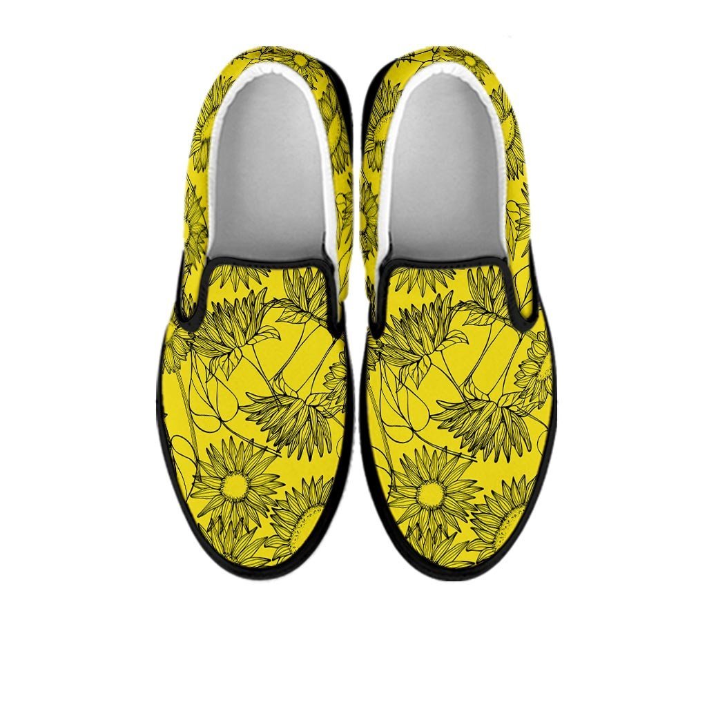 Sunflower Yellow Print Women's Slip On Sneakers-grizzshop