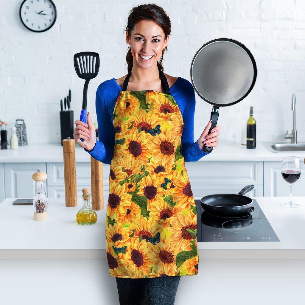Sunflower Butterfly Women's Apron-grizzshop