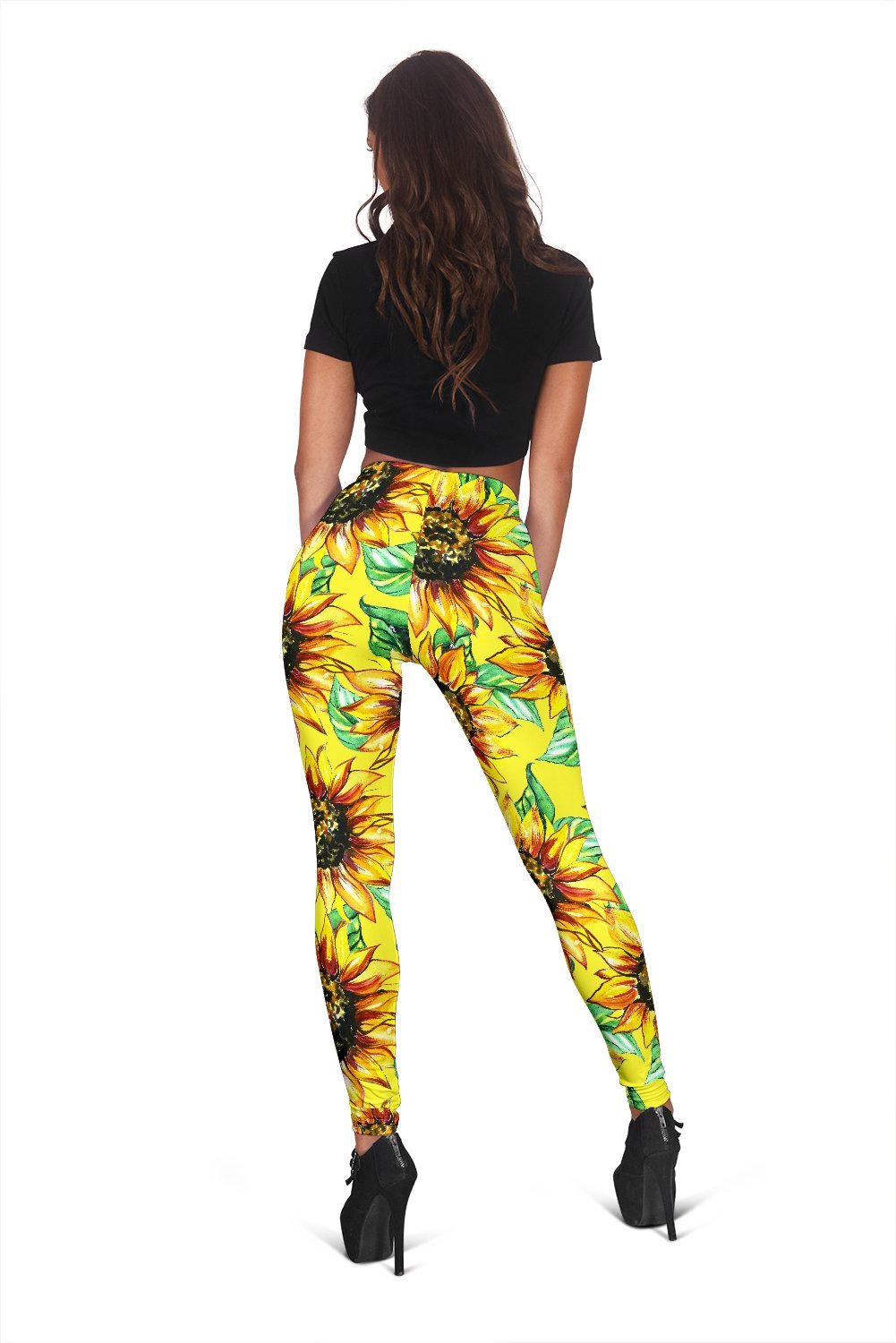 Sunflower Cartoon Pattern Print Women Leggings-grizzshop