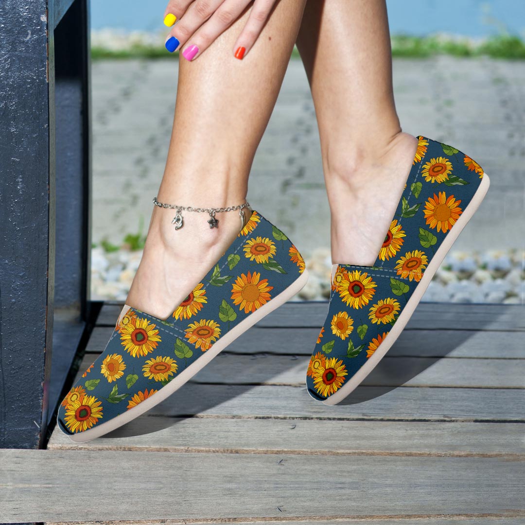 Sunflower Print Canvas Shoes-grizzshop