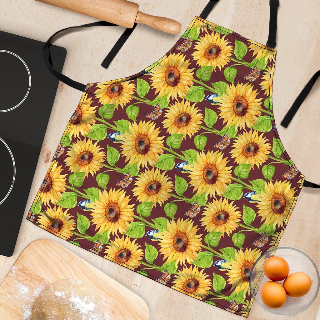 Sunflower With Bird And Butterfly Women's Apron-grizzshop