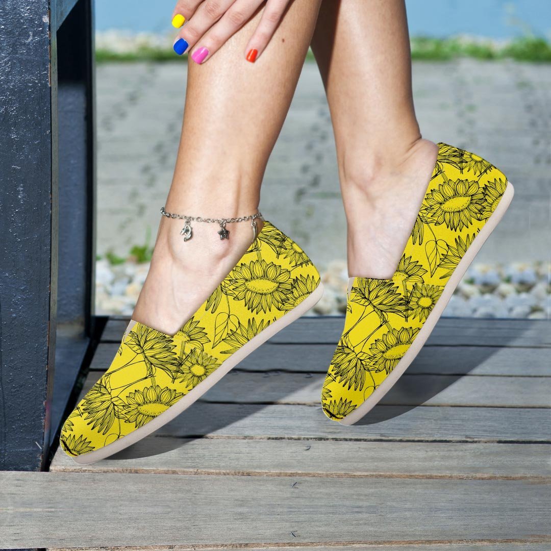 Sunflower Yellow Print Canvas Shoes-grizzshop