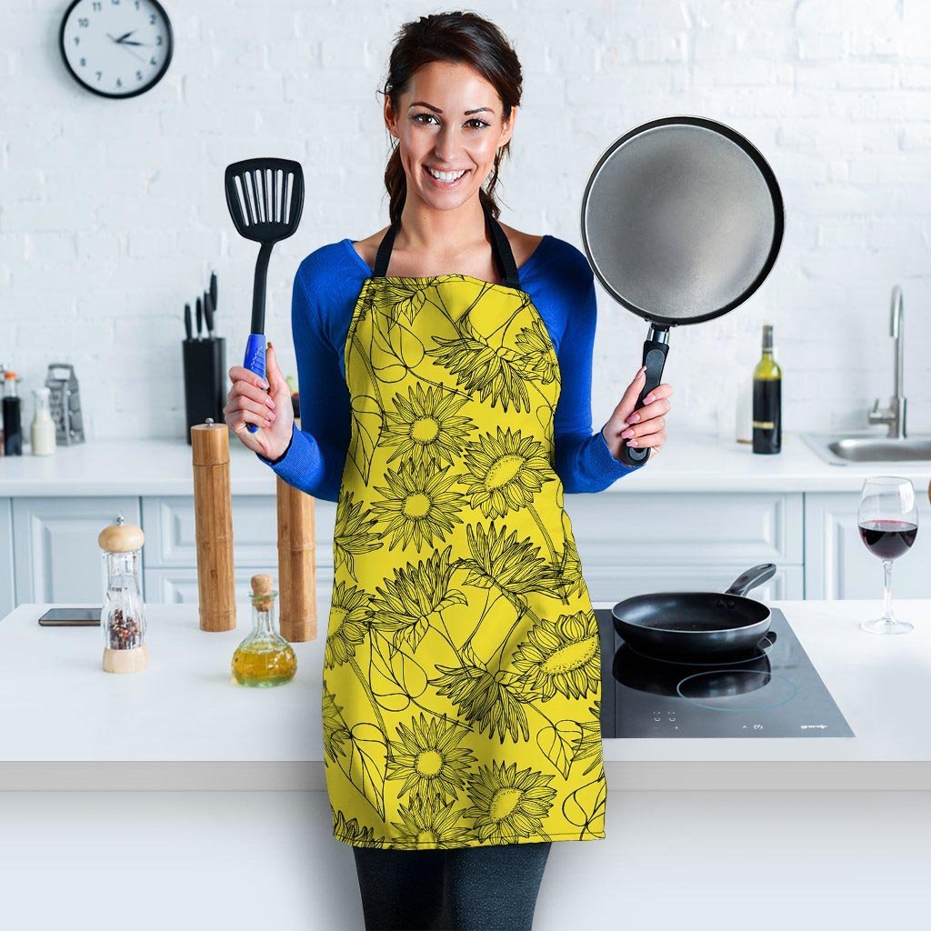 Sunflower Yellow Print Women's Apron-grizzshop