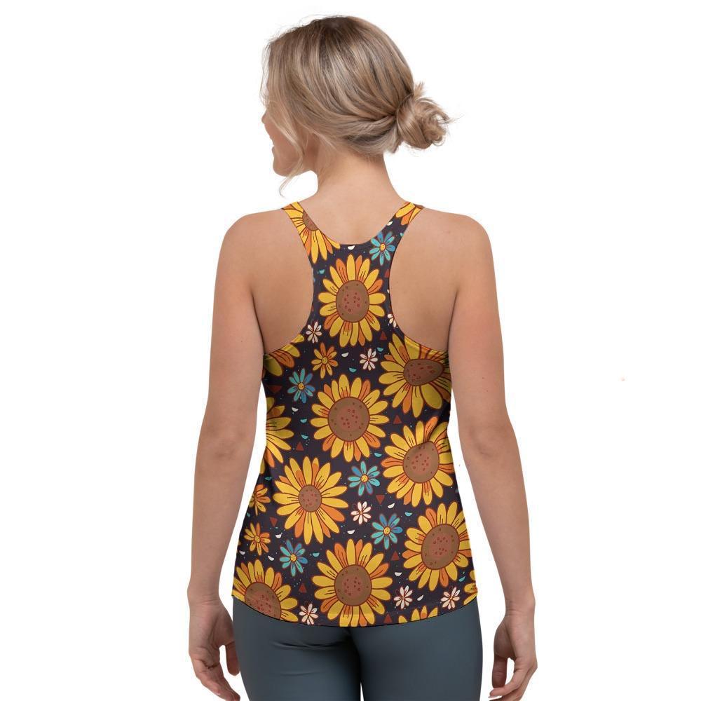 Sunflowr Floral Women's Racerback Tank Top-grizzshop