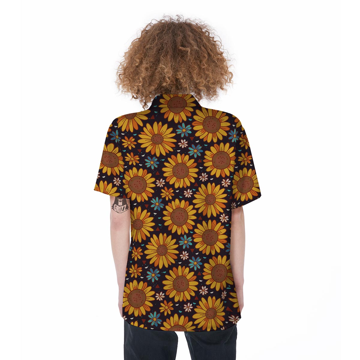Sunflowr Floral Women's Short Sleeve Shirts-grizzshop