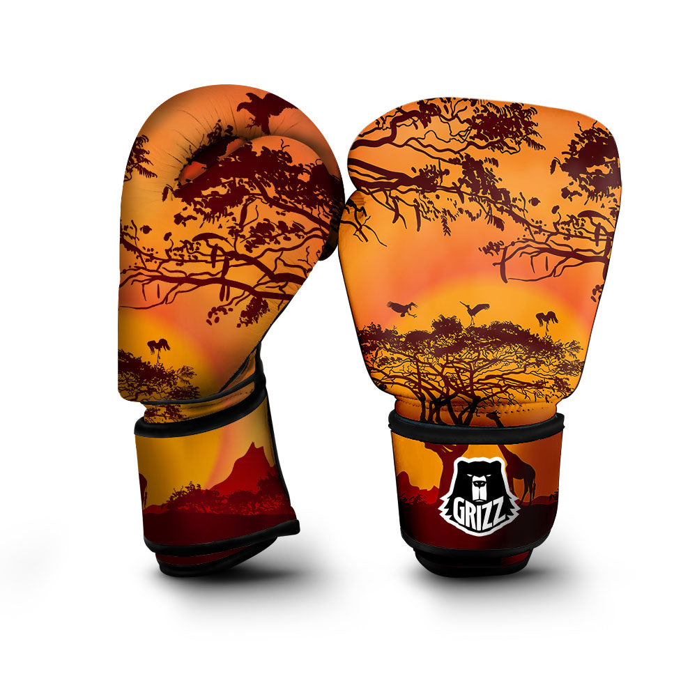 Sunset African Savanna Print Boxing Gloves-grizzshop