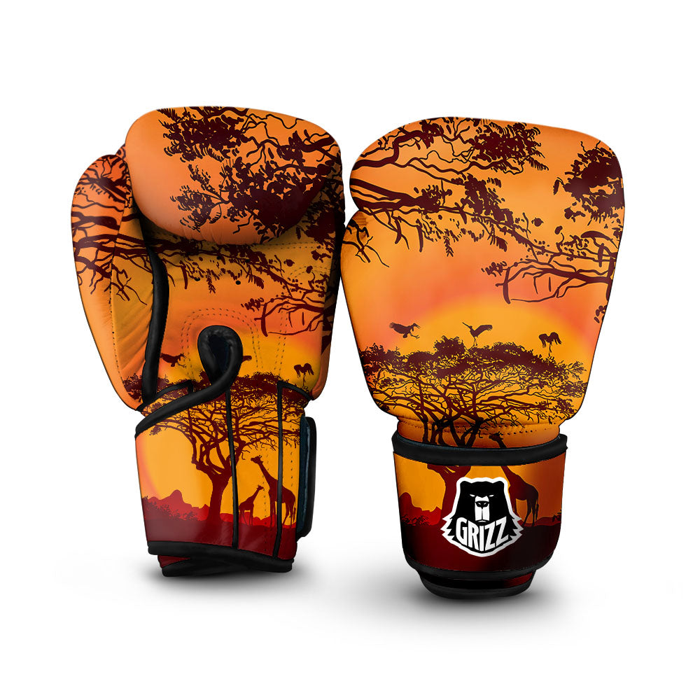 Sunset African Savanna Print Boxing Gloves-grizzshop