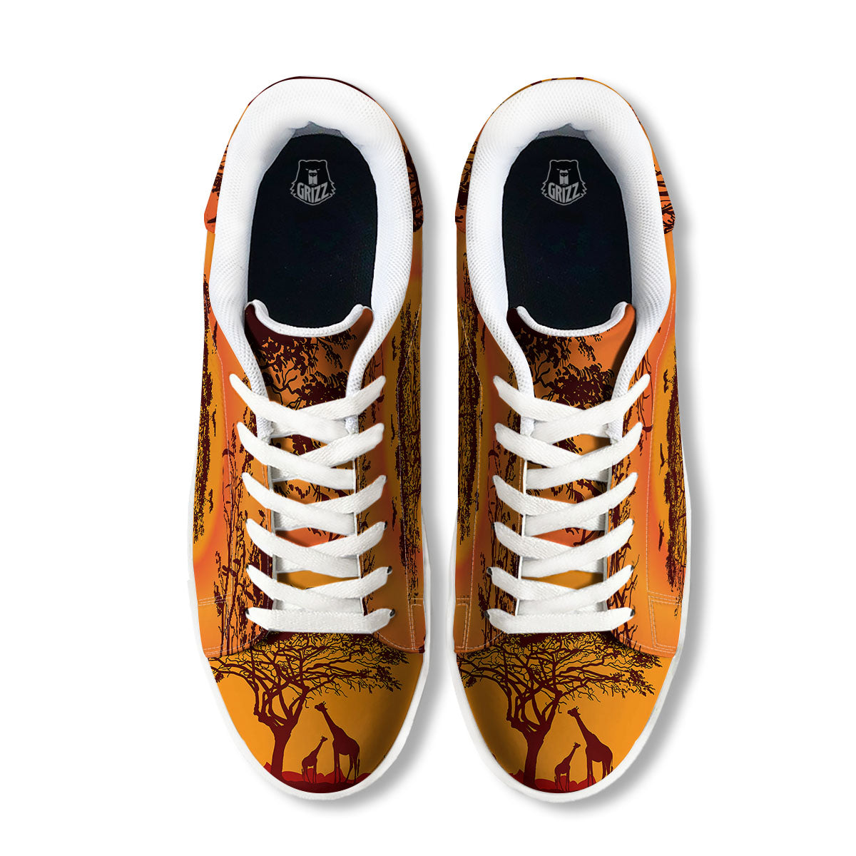 Sunset African Savanna Print White Low Top Sneakers-grizzshop