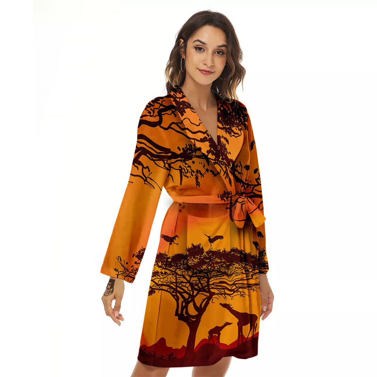 Sunset African Savanna Print Women's Robe-grizzshop
