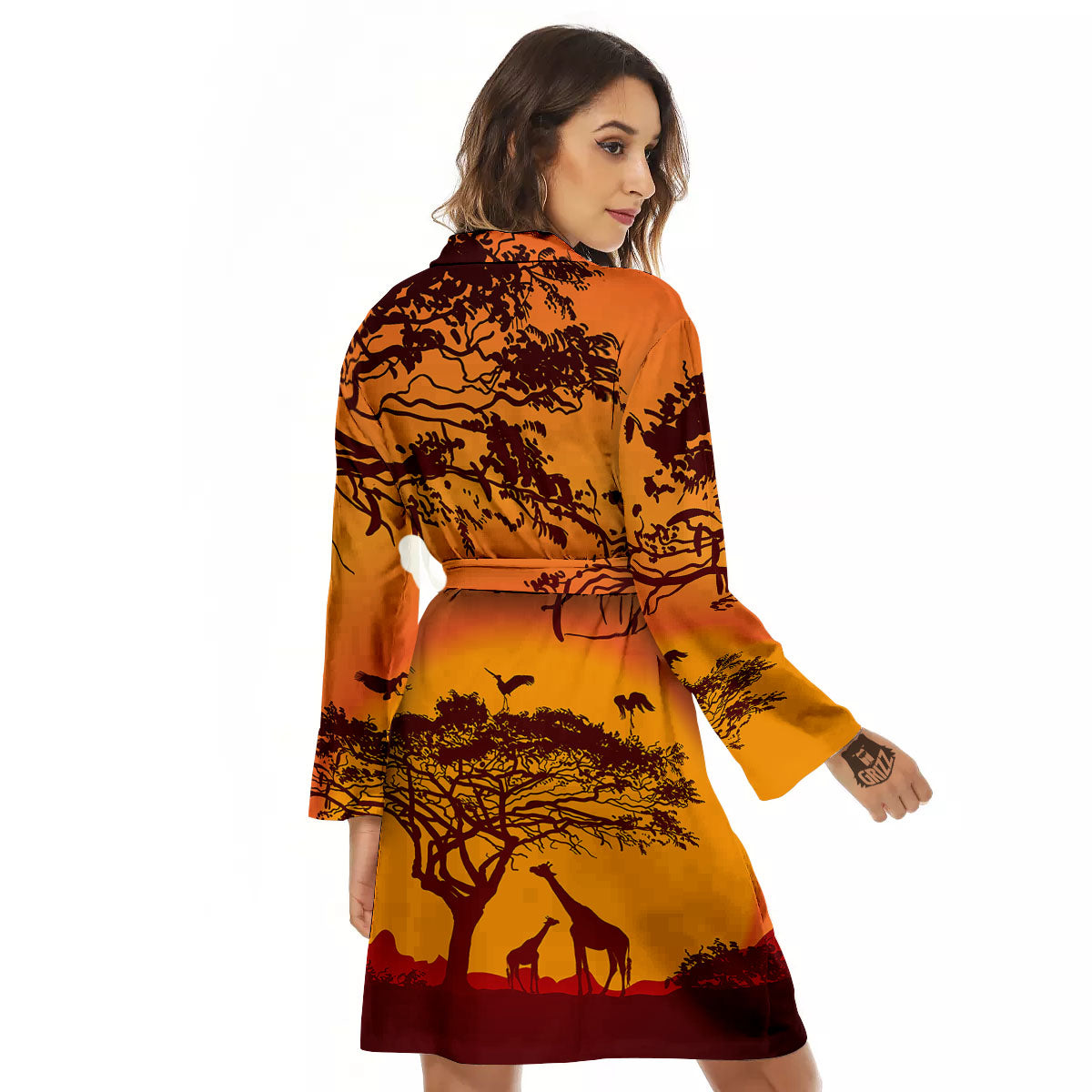 Sunset African Savanna Print Women's Robe-grizzshop