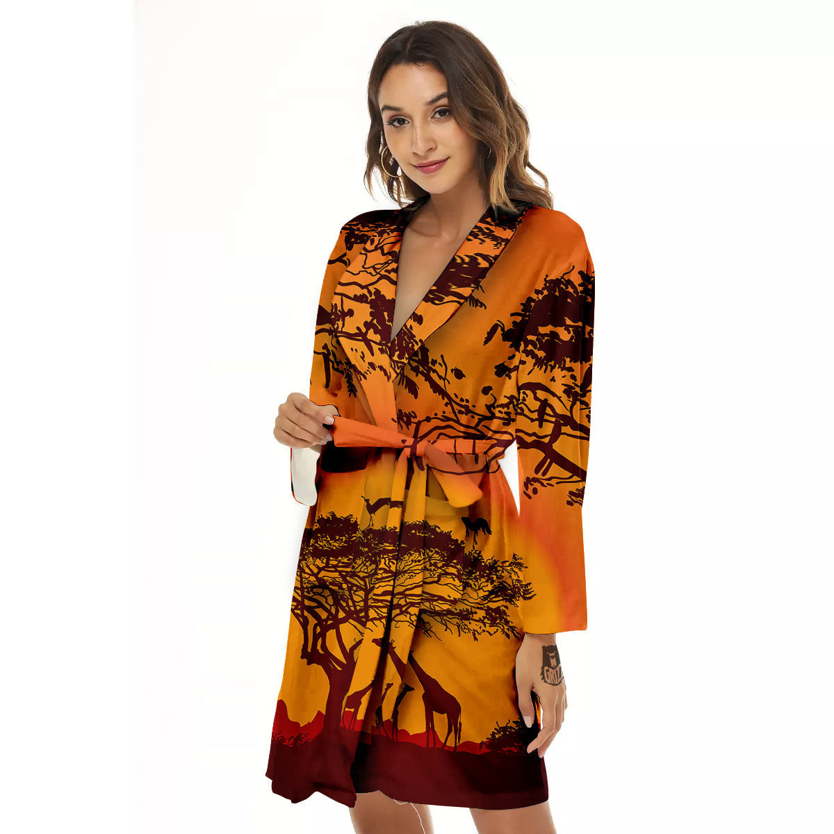 Sunset African Savanna Print Women's Robe-grizzshop